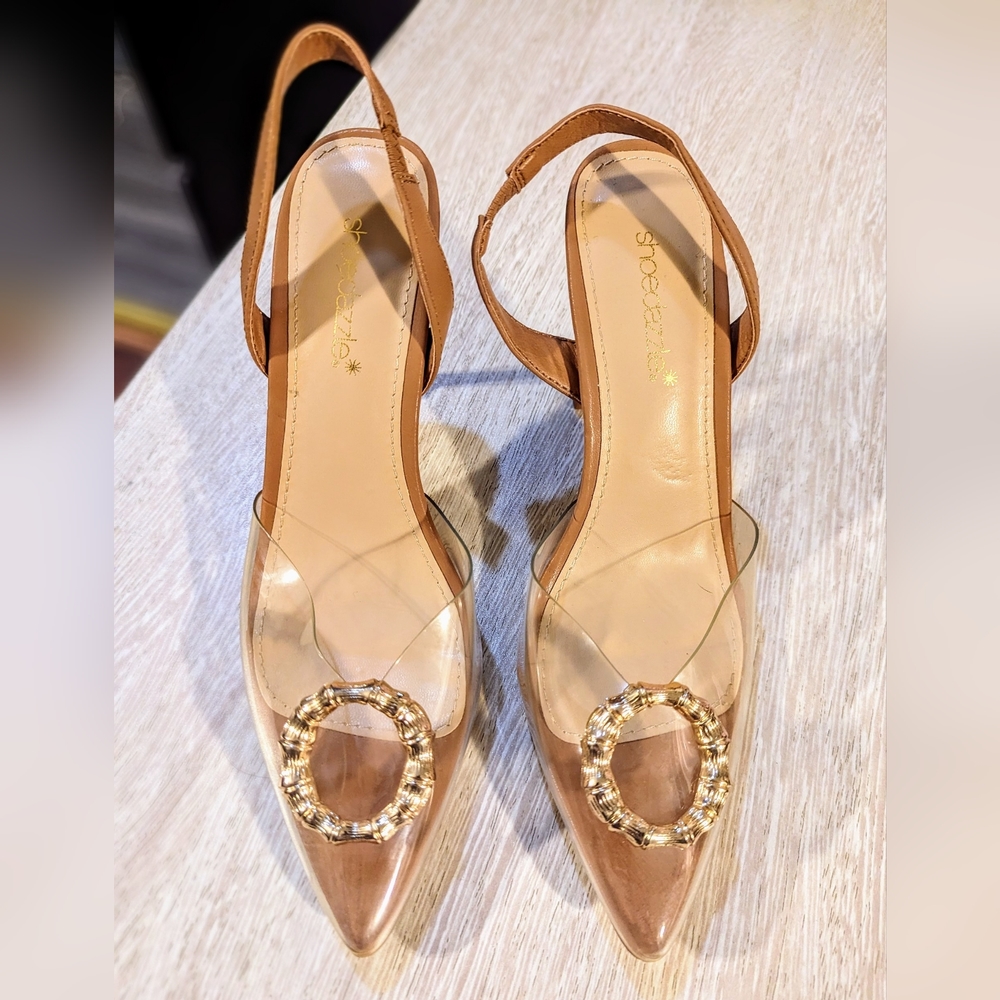 Shoedazzle Brown Slingback Pump Size 8